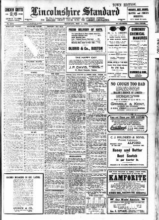 cover page of Lincolnshire Standard and Boston Guardian published on May 3, 1924