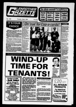 cover page of Glenrothes Gazette published on May 3, 1990