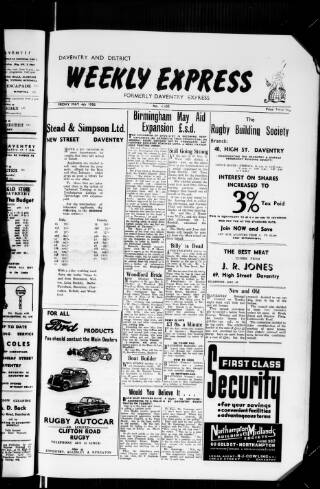 cover page of Daventry and District Weekly Express published on May 4, 1956
